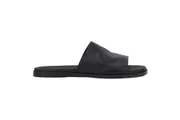 Hush Puppies Womens Paradise Slip On Leather Slides Black Sandals