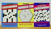 (NEW) 3 Brain Games To Go: Everyday Crosswords/ Number Fun/Crosswords (2010, PB)
