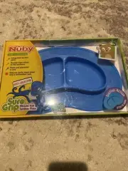 Nuby-Sure Grip Miracle Mat Section Plate Blue Silicone Suction Kids New/Sealed