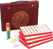Chinese Mahjong Game Set 1.5" X-Large 144 Numbered White Ivory Color Melamine Ti