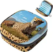 Period Bag,Sanitary Napkin Storage Bag,Animal Leopard Traditional,Tampon Bag for Purse