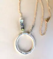 NEW LABRADORITE AQUAMARINE PERIDOT GOLD PLATED SILVER SUNDANCE CHARM NECKLACE