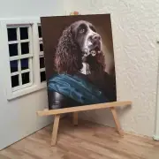 Miniature Dollhouse Shadow Box Art Royal Spaniel Portrait Handmade