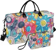 [ZRYSMY] Duffel Bag for Traveling, Abstruct Colorful Flowers Travel Bag Gym Bag, with Multiple Interior Pockets Shoulder Weekender Bag for Women Men with Toiletry Bag 20.5L x 1.9W x 13.8H