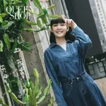 QUEENSHOP【01160023】 V領綁結牛仔長袖上衣＊預購＊