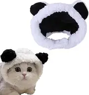 CENZICOM Warm Adjustable Cute Cat Costume Bear Hat, Soft Small Pet Headwear Bear Hat for Cat Puppy Dog (Black-White)