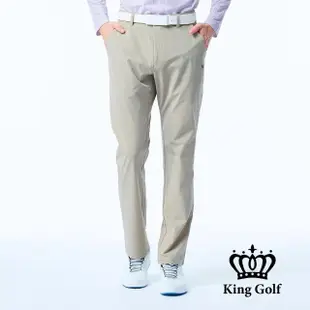 【KING GOLF】門市新品-男款合身彈力KING刺繡休閒高爾夫球長褲(卡其)