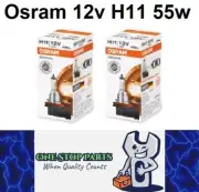 2 x Osram 12v H11 55w Halogen Clear Globes 3200k original 64211 (2pcs)