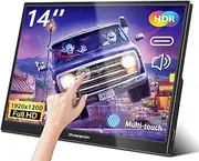 Showscren Portable Monitor Touchscreen Monitor 14 Inch HDR 1920x1200 400cd/m² USB C/HDMI IPS Touch Monitor with Dual Speakers, External Monitor for Laptop/PC/Mac/Xbox/PS4/5 Switch, VESA