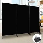 Room Divider Portable Wall Divider for Room Partition, Upgarded Design Privacy Room Divider Panel W/Wheels, 3 Panel Room Dividers Screen 6FT Room Partitions and Dividers Freestanding Room Separators