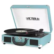 Victrola Aqua Turquoise Turntable 3 Speed Bluetooth Portable Vinyl Player