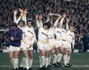 Leeds United wave to the crowd before a match at Elland Road in Le- Old Photo