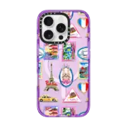 iPhone 16 Pro Impact Case MagSafe Compatible Vintage Luggage Stickers