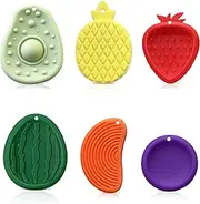 Silicone Sensory Fidget Toys Set for Kids and Adults, 6 Pieces Fruit Shapes Silicone Worry Stones