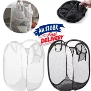 Portable Mesh Pop up Laundry Hamper Folding Collapsible Easy open Clothes Hamper