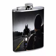 Motorcycle Em2 Flask 8oz Stainless Steel Hip Drinking Whiskey