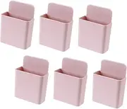 SHOWERORO 6Pcs Wall Phone Holder Adhesive Remote Controller Storage Rack for Living Room Durable Phone Wall Stand Space Saving Organizer for Phones and Remotes