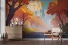 3D Motorway Forest Sky Grass Self-adhesive Removeable Wallpaper Wall Mural