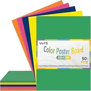 VinTS 50Pcs Poster Board,22x28 Colored Poster Paper,Assorted Colors Poster Board Bulk Large Science Fair Display Board For Arts,Crafts, Exhibits And Notices