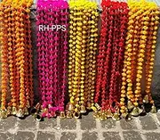 Indian Handmade Pom Pom Garland bells 5 feet approx pack of 5 garlands mixed colours diwali decor