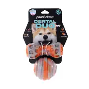 2pc Paws & Claws Dental Duo Pet Dog TPR Ball & Baton Orange