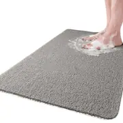 Grey Anti Slip Bath Mat Bathroom Shower Carpet with Drain