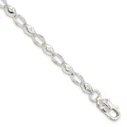 8 Inch Sterling Silver Polished Cross W/Fleur De Lis Clasp Bracelet