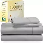 100% Cotton Sheets, Softest Cooling Sheets for Bed with Deep Pockets, 400 Thread
