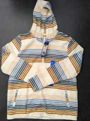 NWT O'Neill Ladies' Half Zip Polar Fleece Hoodie Size Large Cream Stripe