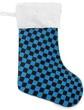 Amooorous Blue-Black Checkerboard Stocking for Christmas Christmas Stockings Family with Plush Cuff Xmas Stocking Big Christmas Decor for Mantel Office Snowman