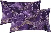 2 Pack King Size Pillow Cases with Zipper, Soft Breathable Pillowcase for Hair and Skin, 20"x36" Pillow Covers for Sleeping Gift Bed Pillow Case Marble Purple Pillowcases