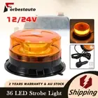 36 LED Amber Flash Rotating Beacon Strobe Alarm Warning Light 12/24V Magnetic AU
