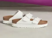 BIRKENSTOCK PAPILLIO ARIZONA-GROOVED PLATFORMS 2021 SLIDE SANDALS WHITE WEDGE