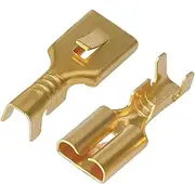 BIZOCA 50/100/200/500 Pcs Brass Gilded 6.3MM Female Spade Crimp Terminal Brass Wire Connector Compatible Car Relay DJ623-E6.3B DJ623-E6.3C H62(100 pcs)