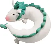 Anime Cute White Dragon Neck Pillow U-shaped Travel Pillow- Doll Plush Toy Haku Dragon Neck Pillow, Soft Plush Dragon Stuffed Doll