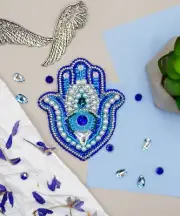 DIY Jewelry Making Beading Kit Hamsa Amulet Brooch Bead Embroidery Needlepoint