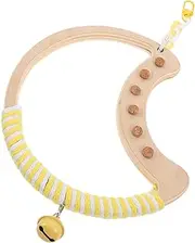 CORHAD Interactive Parrot Swing Natural Wood Chew Perch for Cockatiels Parakeets Small Birds Safe Bird Cage Accessory for Climbing Swinging Playtime Moon Shaped Design