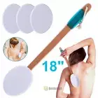 18" Long Handle Lotion Applicator Shower Brush for Back Feet, 3 Replaceable Pads