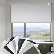 [Yoolax] Motorized Blinds with Remote, Blackout Smart Blinds with Remote Automatic Blinds for Windows, Electric Window Shades Compatible with Alexa Roller Window Shades, Fabric Sample (Multicolor)