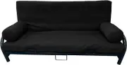 Full Size Futon Cover, Bolsters, 3 pcs Set, Mattress Protector, Slipcover, Black