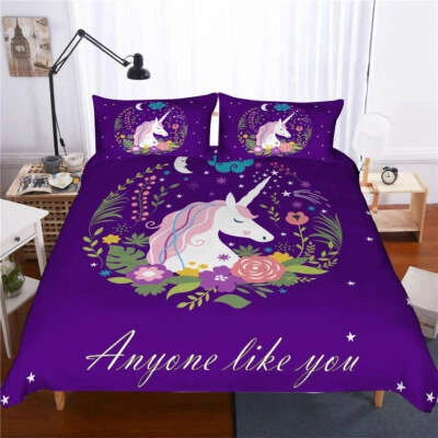 Pink Woven Unicorn 3D Printing Duvet Quilt Doona Covers Pillow Case Bedding Sets