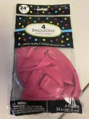 (2FT) Round Shape Balloons Pack Of 4 Bright Pink Birthday Party Supplies New!