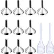 10 Pack Small Metal Funnels with 2 Pack Mini Pipette for Filling Small Mini B...