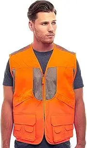 TrailCrest Men's Blaze Orange Safety Deluxe Front Loader Vest with Multiple Pockets