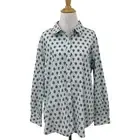 Garnet Hill Shirt Women 12 Multi Organic Pima Cotton Button Front Curved Hem Top