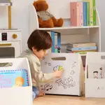 TEAMSON簡約三件組兒童移動式磁貼繪板展示書架(附貼紙)-白