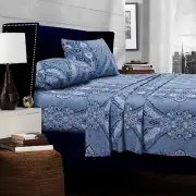 Queen Bed Sheet Set, 300 Thread Count Soft Cotton Sateen, Floral Print with Extr