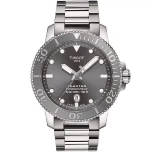 【TISSOT 天梭 官方授權】Seastar 海星陶瓷表圈300米潛水機械錶 手錶 母親節 禮物(T1204071108101)