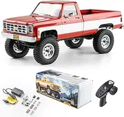 FMS 1/18 Chevrolet K10 RC Truck FCX18, Officially Licensed 4WD 2.4GHz RC Crawler 2 Speeds Switch with 900mah Battery and LED Lights, Off-Road RC Model for Adults (Red)
