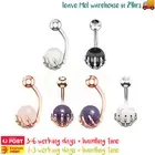 2 Belly Bars Navel Button Rings Surgical Steel Ghost Hand Stone Body Piercing